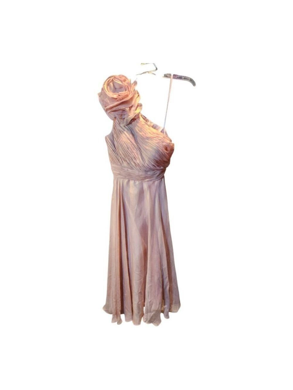 Mac Duggal One-Shoulder Midi Dress Pink Size 0 - Picture 8 of 10